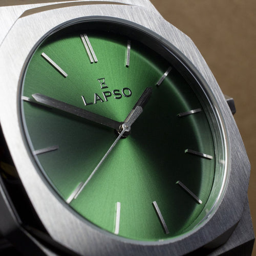 Reloj plateado con 3 manecillas y dial verde - Edición Limitada