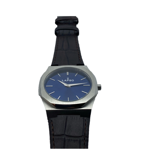 Reloj Blue con 2 manecillas - Correa de piel café