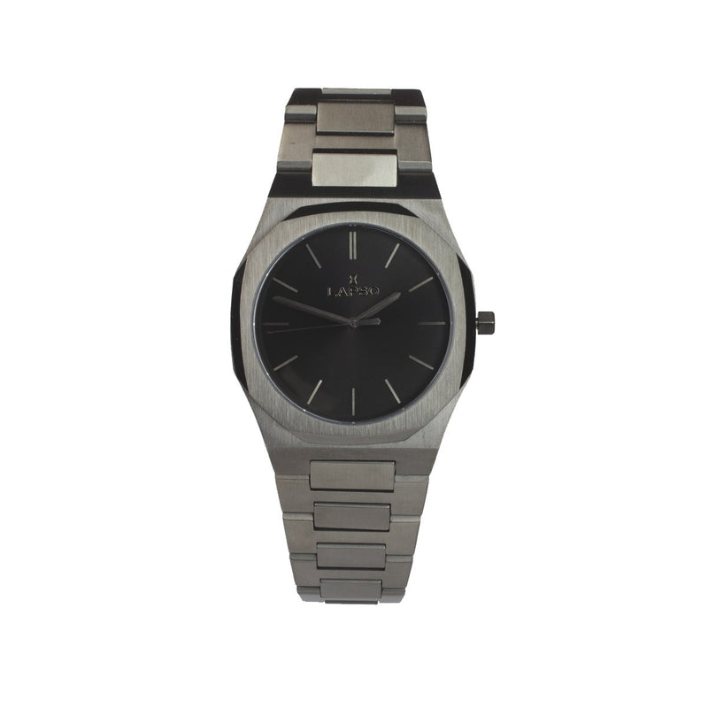 Reloj gun color con 3 manecillas gun color y dial negro