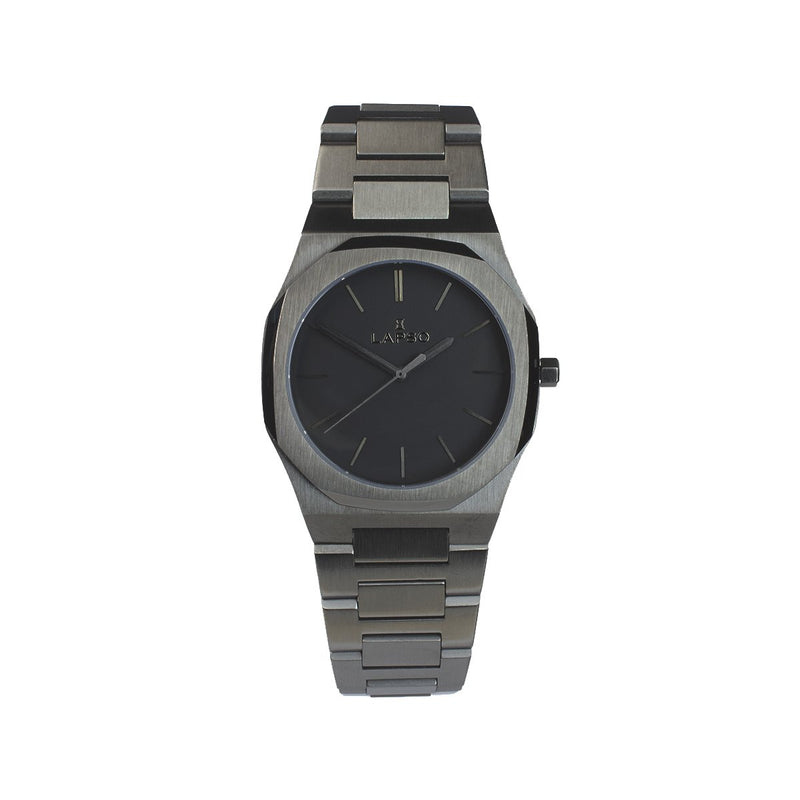 Reloj gun color con 3 manecillas y dial gun color