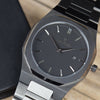 Reloj gun color con 2 manecillas y dial gun color con fecha