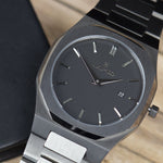 Reloj gun color con 2 manecillas y dial gun color con fecha