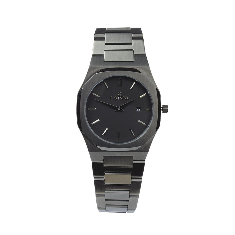 Reloj gun color con 2 manecillas y dial gun color con fecha