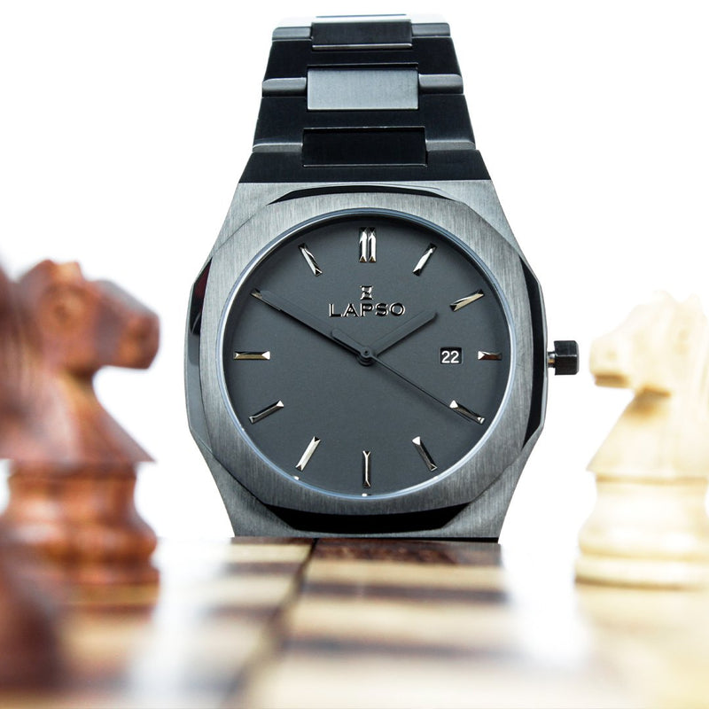 Reloj gun color con 3 manecillas y dial gun color con fecha
