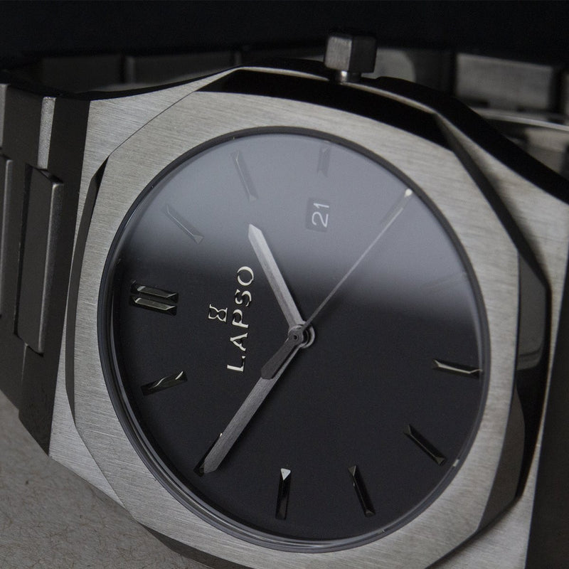 Reloj gun color con 3 manecillas y dial gun color con fecha
