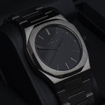 Reloj gun color con 3 manecillas gun color y dial negro