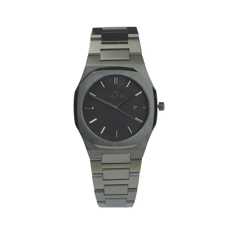 Reloj gun color con 3 manecillas y dial gun color con fecha