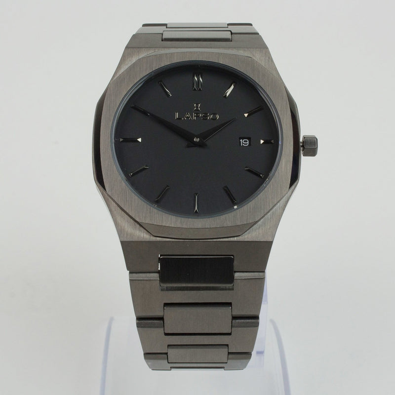 Reloj gun color con 2 manecillas y dial gun color con fecha