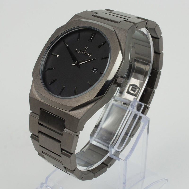 Reloj gun color con 2 manecillas y dial gun color con fecha