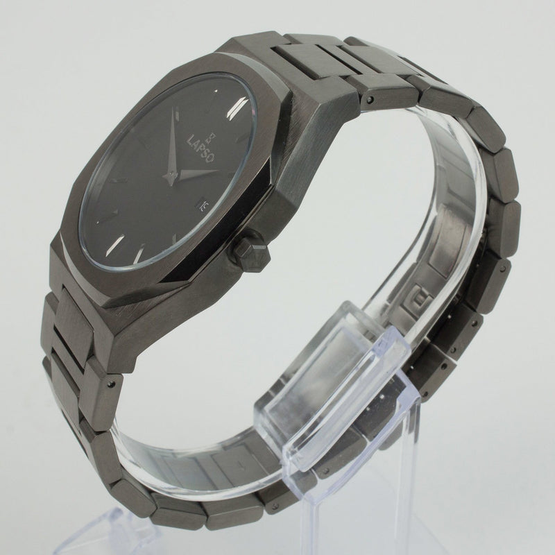 Reloj gun color con 2 manecillas y dial gun color con fecha