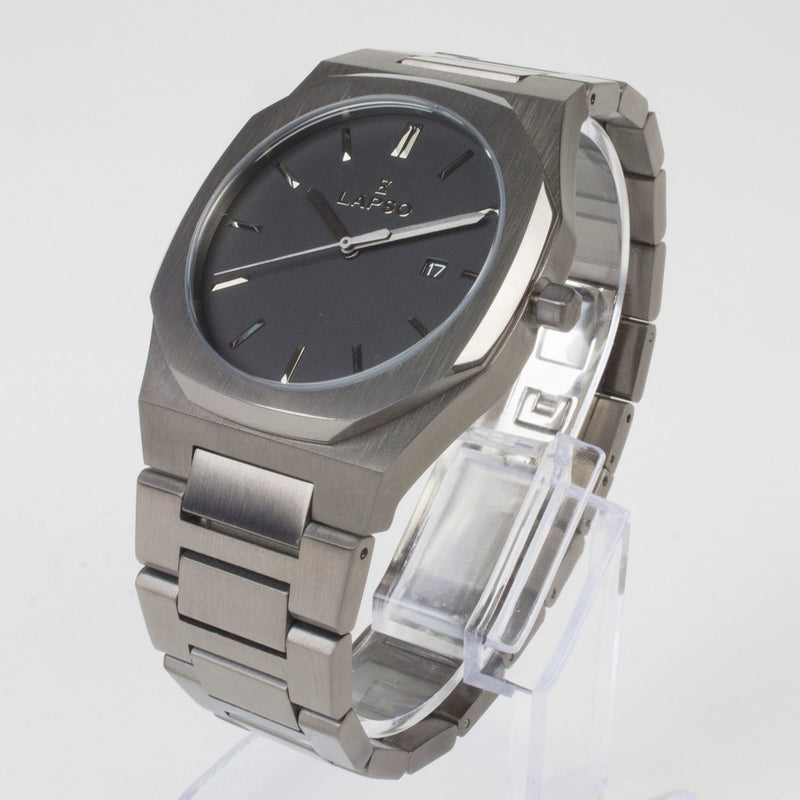 Reloj gun color con 3 manecillas gun color y dial negro con fecha