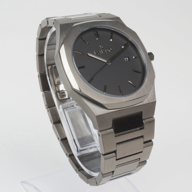 Reloj gun color con 3 manecillas gun color y dial negro con fecha