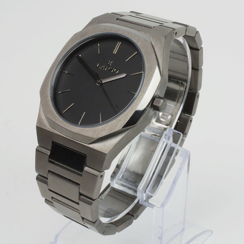 Reloj gun color con 3 manecillas gun color y dial negro