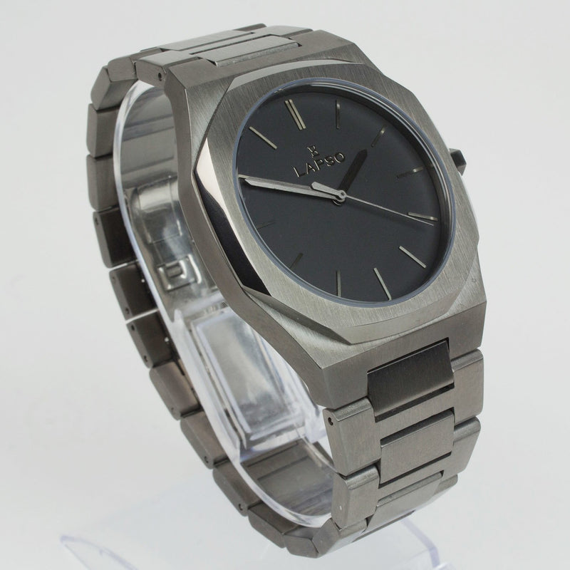 Reloj gun color con 3 manecillas gun color y dial negro