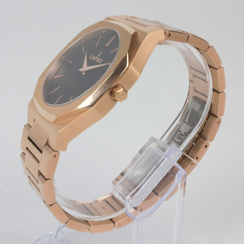 Reloj rosado con 2 manecillas y dial negro